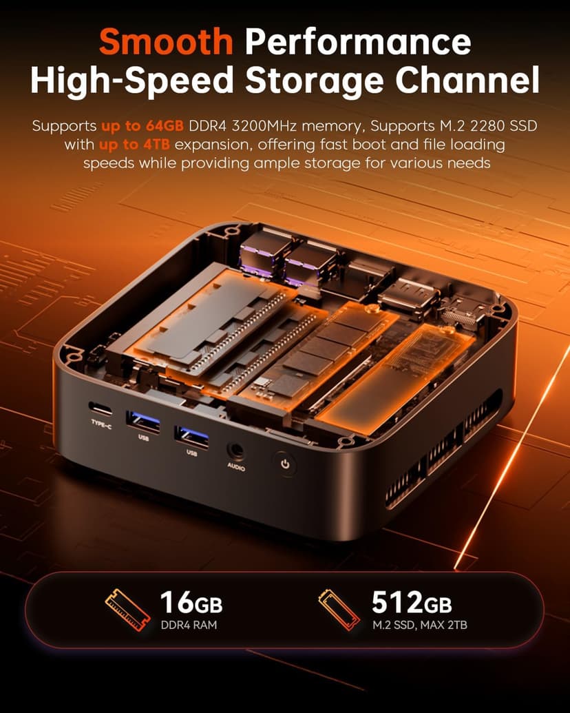 ACEMAGICIAN Kron Mini K1 Mini PC, Ryzen 7 7730U(Upgraded 5825U/7430U), 16GB DDR4 512GB SSD Mini Computers(up to 4.5Ghz), Light Gaming Desktop 4K Triple Display Mini Desktop Bluetooth/WiFi6/Office
