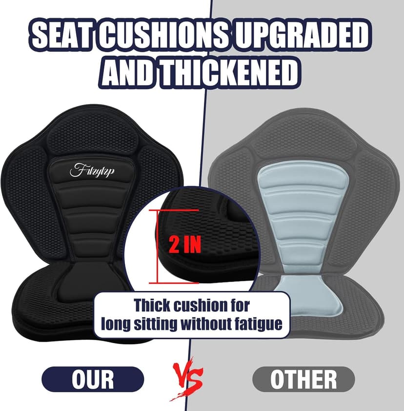 Thickened Kayak Seats - Premium Shockproof Seats with Back Support for Kayaking, Canoeing, Fishing, Paddle Boarding - Comfort, Versatility and Extra Storage