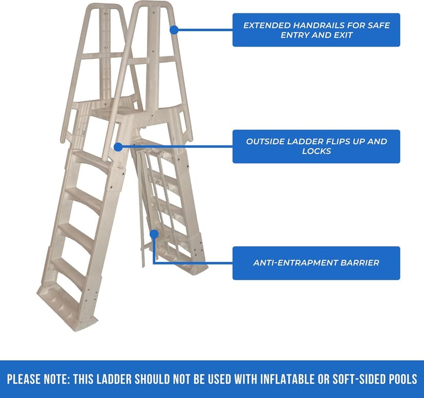 Blue Wave Premium A-Frame Above Ground Pool Ladder - Taupe