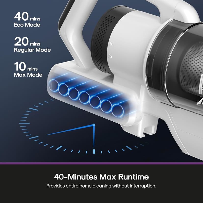 Eureka Cordless Vacuum Cleaner, Anti-Tangle Brushroll, Rechargeable Stick Vacuum, Lightweight for Carpet, Hard Floor, Pet Hair, White NEC280WH