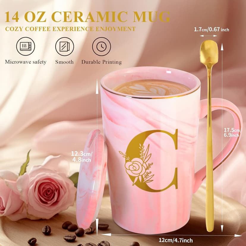 Personalized Ceramic Coffee Mug with Lid Tea Cup Girlfriend Gf Gifts Future Mrs Her Women Boyfriend 1 One Year Anniversary Meaningful Cute Romantic Christmas Xmas First Valentines I Love You More,C B0D7HTC3MR