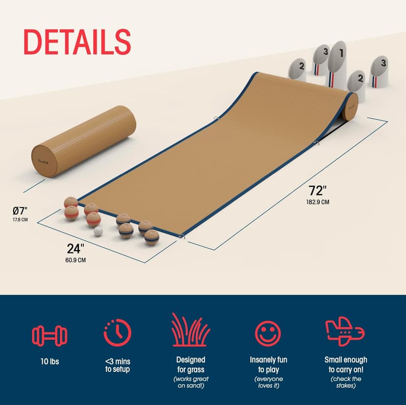 Yard Game – Modern Bocce Ball Set with Ramp & Targets | Portable BocceRoll Lawn Game for Backyard & Beach | Premium Wooden Bocce Game for Family & Party Play