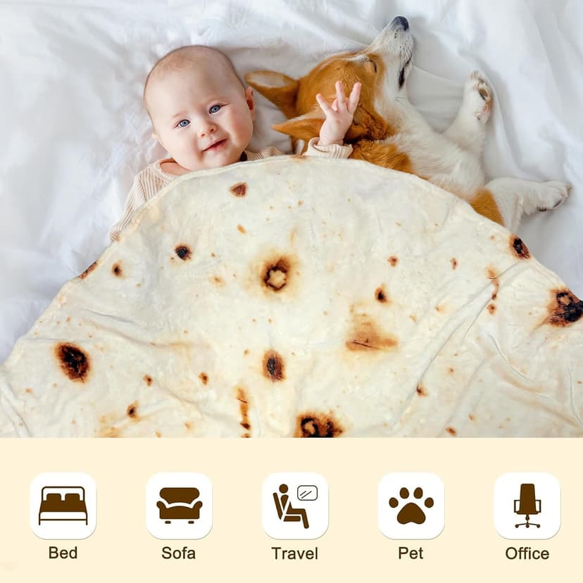 mermaker Burritos Tortilla Swaddle Blanket Baby for Toddler Newborn, 285 GSM Soft Flannel Taco Wrap Blanket Funny Gifts for Baby Shower Boys Girls, 36 inch B0DYJDBW21