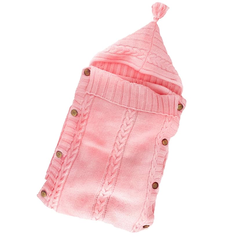 XMWEALTHY Newborn Baby Wrap Swaddle Blanket Knit Sleeping Bag Sleep Sack Stroller Wrap for Baby(Light Pink) (0-6 Month)