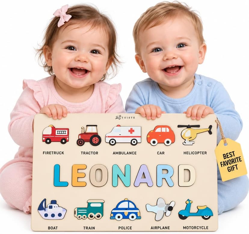 Personalized Name Puzzle for Toddlers 1-3 | Custom Wooden Baby Gift | 1st Birthday, Baby Shower & Easter | Montessori Learning Toy | Nursery Decor for Boys & Girls - Set 5 B0D4KLXXHC