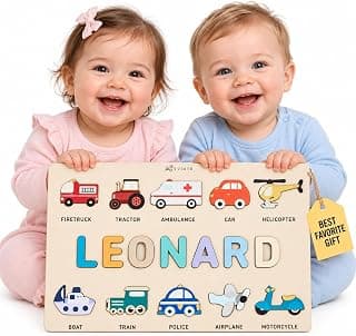 Personalized Name Puzzle for Toddlers 1-3 | Custom Wooden Baby Gift | 1st Birthday, Baby Shower & Easter | Montessori Learning Toy | Nursery Decor for Boys & Girls - Set 5 B0D4KLXXHC