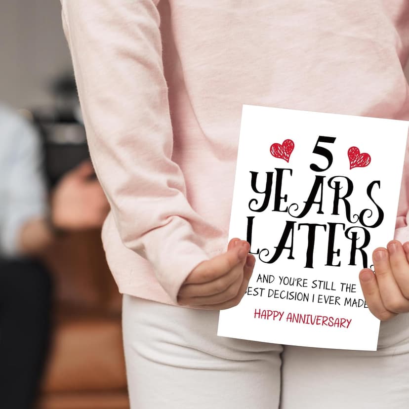 Romantic 5 Years Anniversary Card for Husband Wife, Sweet 5th Wedding Anniversary for Couple, Idea Five Years Wedding Card Gift for Him Her, 5th Wedding Anniversary Card, 5 Years Anniversay Decor