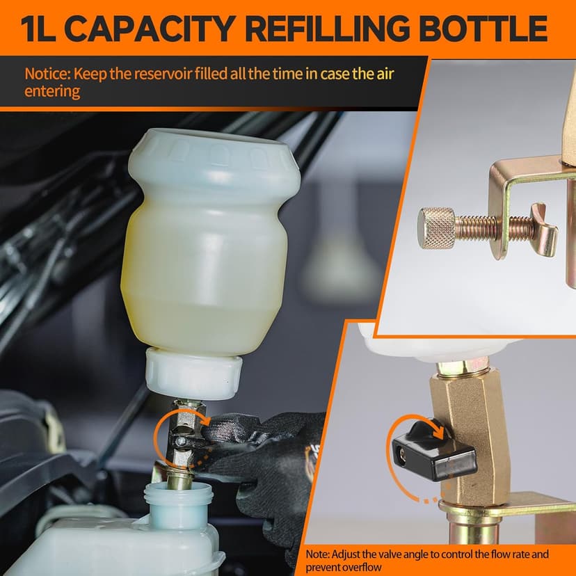 FOUR UNCLES 2L Brake Bleeder Vacuum Pump Kit - Pneumatic Brake Fluid Extractor with 1L Refilling Bottle for Automotive Bleeding, One-Person Operation