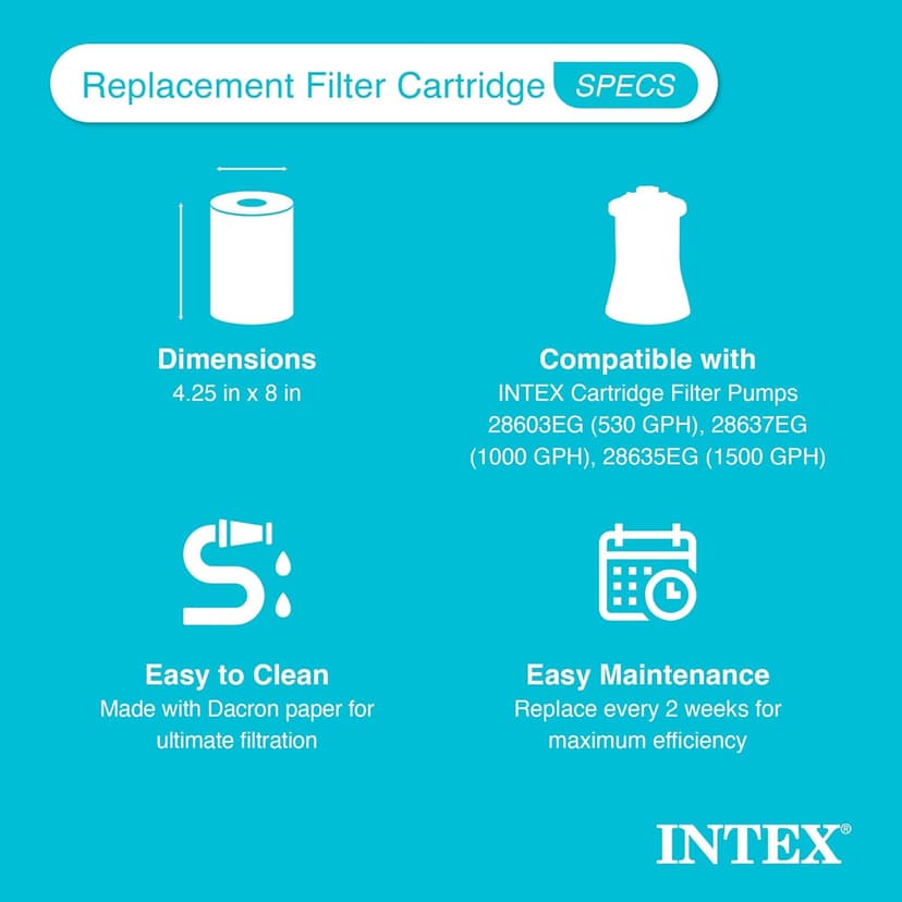 (Pack of 6) Intex 29000E/59900E Easy Set Pool Replacement Type A or C Filter Cartridge