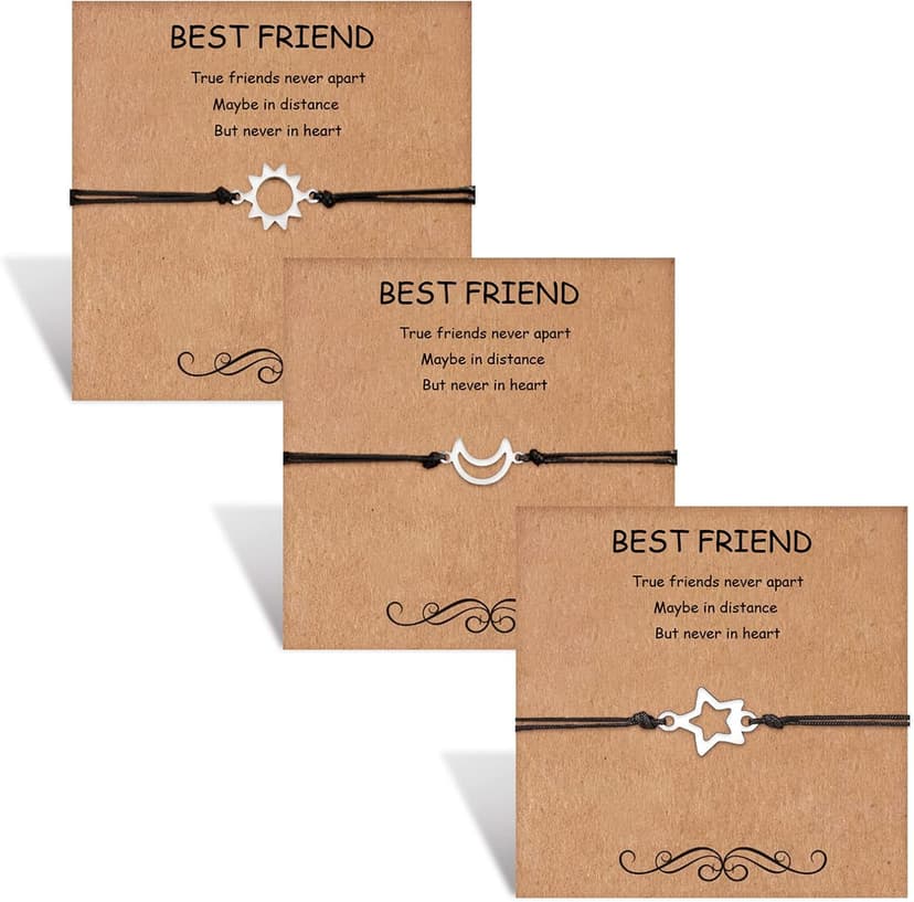 HOHOTANG Best Friend Bracelets for 3, Friendship Bff Matching Heart Bracelet for Women, Trio Bracelets Adjustable Birthday Jewelry Gifts for Best Friends