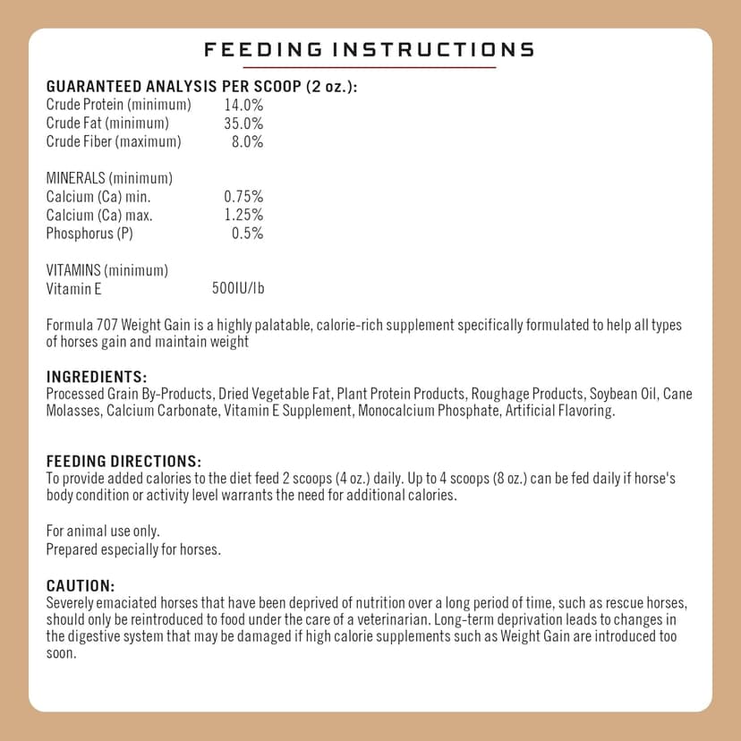 Formula 707 Weight Gain Crumble Equine Supplement, 7 lb Bag – Palatable, Calorie-Rich Nutritional Support for Hard-to-Keep and Senior Horses