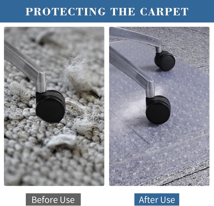 Tydle Chair Mat for Carpet, 60" x 46" Chair Mat for Carpeted Floors, Non-Slip Computer Under Desk Plastic Floor Mat for Work Gaming Chairs, Heavy Duty Carpeted Floor Protector for Home Office (Clear)