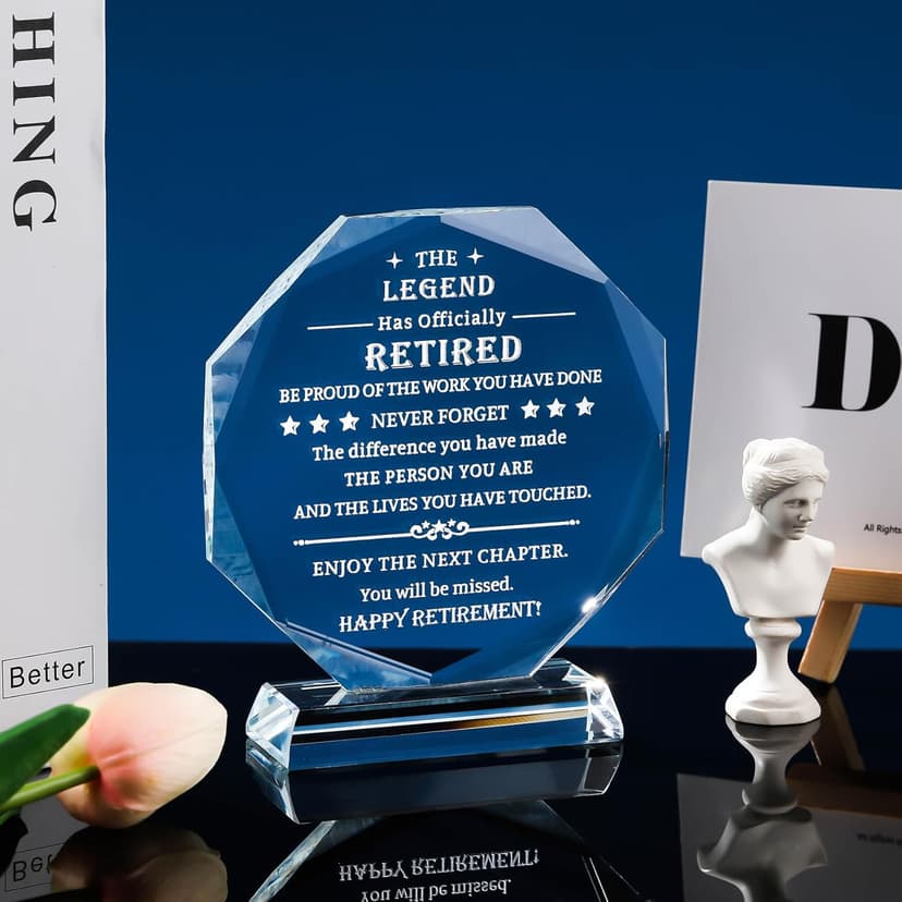 Movdyka Retirement Gifts for Men Women 2025 Happy Retire Present Decorations Crystal Plaque Keepsakes Best Retirement Gift Ideas for Boss Coworker Retired Teacher Doctor Friends Mom