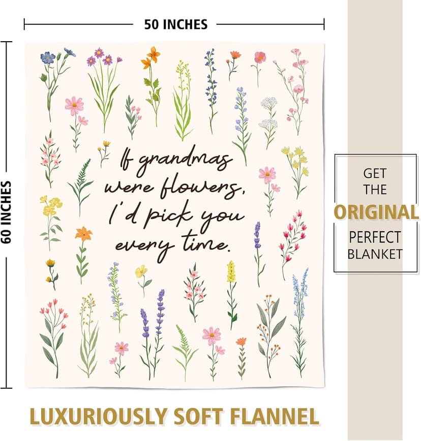 Best Gifts for Grandma from Grandkids, Grandmother Gift on Grandparents Day, Christmas, Soft Throw Blankets 50'' x 60'' Grandma Gifts, Floral Blanket for Grandma Birthday Gift B0GBT218BS