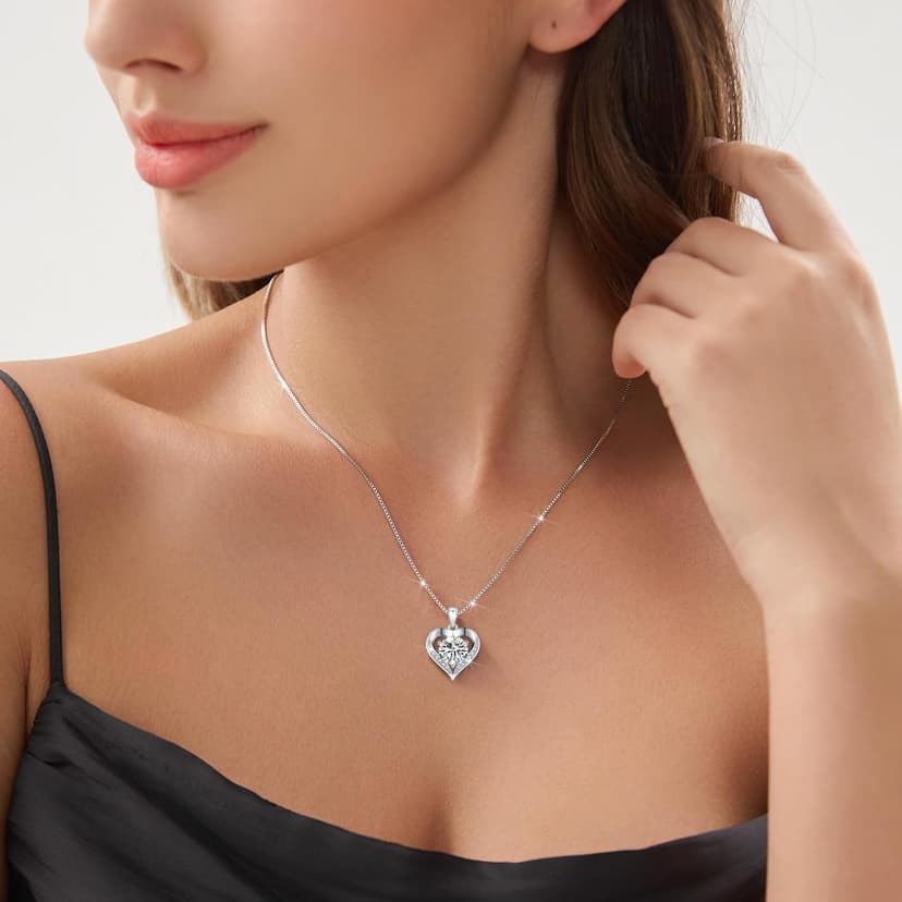 DALOJOE Moissanite Necklace for Women, 1-3 Carat Heart Necklace Engraved with 'I LOVE YOU', Birthday Gift for Wife, Anniversary Present for Wife Women, Jewelry Gifts for Christmas Valentine's Day