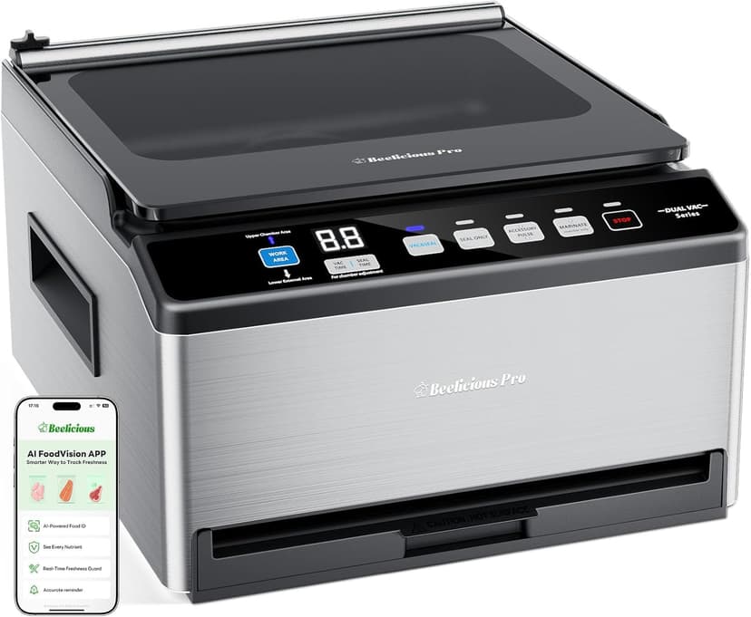 DualCore CVS101 Chamber Vacuum Sealer for Liquids & Sous Vide, 6L Dual Vacuum Zones & Extra-Wide Bag Clamp, 230W Dual-Core Dry Pump x4, Commercial-Grade Food Packaging Machine for Home Use