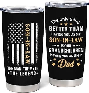 Son In Law Gifts - Christmas Gifts for Son In Law - Son in Law Gift from Mother/Father in law, 20 oz Stainless Steel Tumbler With Lid & Straw