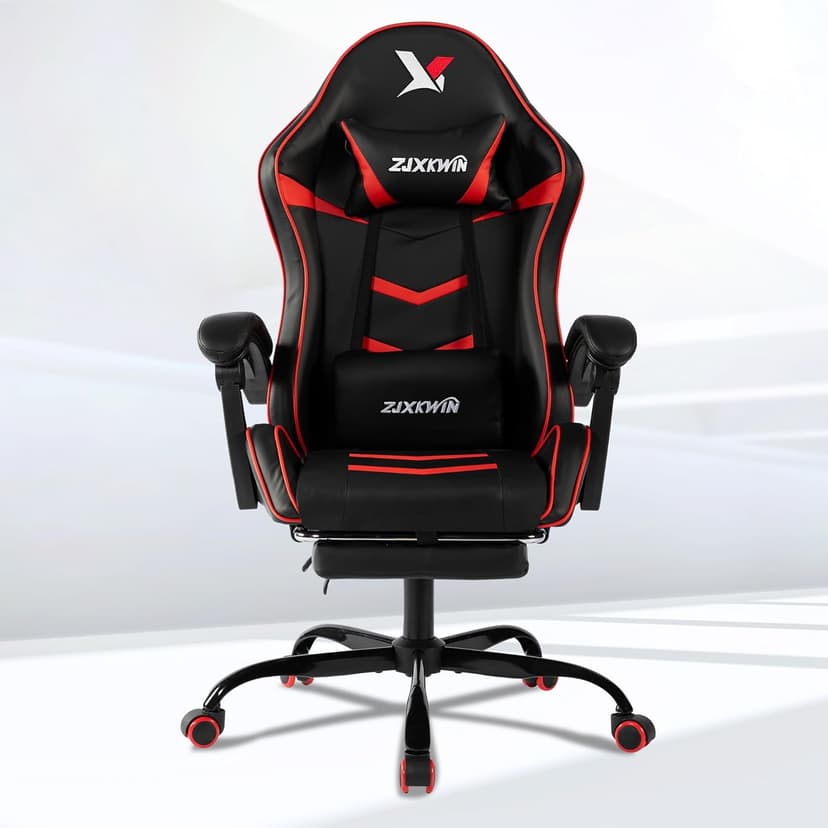 Ergonomic Gaming Chair for Adults, Reclining Computer Office Desk Chair with Footrest, Pocket Spring Cushion,Linkage Armrests, Lumbar Support & Headrest, Heavy-Duty Enlarged Metal Base,Red