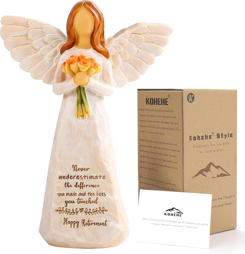 Retirement Gifts for Women, Happy Retirement Party Decorations, Retired Gifts for Teachers Coworkers Nurses Friends Sisters Retirement Gift for Woman, 5.5” Resin Angel Figurine - Retirement Gifts B0DF368QNW