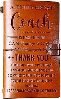 Hiipeenow Coach Appreciation Gifts for Men Women, Leather Travel Journal 140 Pages Presents, Baseball Softball Soccer Basketball Swim Football Coach Gifts, Christmas Birthday Thanksgiving