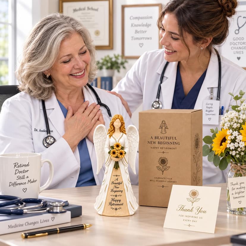 Handcrafted Classy 2026 Happy Ideas Female Retired Keepsake for Retiring Teacher Nurse Coworker Doctor Friend Retirement Gifts for Woman: 5.9” Sunflower Angel Figurine B0H89MG22P