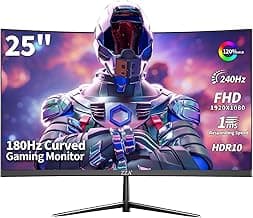 ZZA 25" Curved Gaming Monitor, 240Hz|144Hz FHD(1920 * 1080P) VA Screen Computer Monitor, Supports Freesync, 120% sRGB, Blue Light Filter,AMD Freesync, Wall Mountable Installs(HDMI 1.4/DP 1.2)