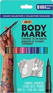 BIC BodyMark Temporary Tattoo Marker with Cosmetic Quality and Skin Safety, 8-Count in Assorted Colors