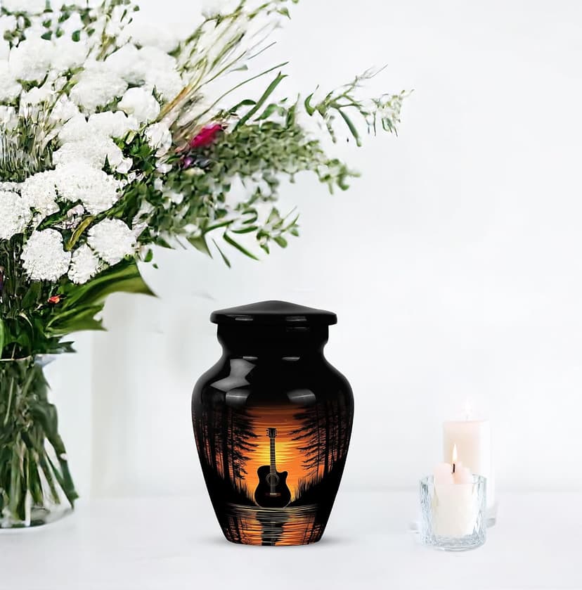 Guitar Urns for Human Ashes - Music Lover Cremation Keepsake Urns for Human Ashes Male & Female - Musical Instrument Burial Urn for Women & Men - Memorial Gift for Father - Small - 3 Inch B0H75NTJX2