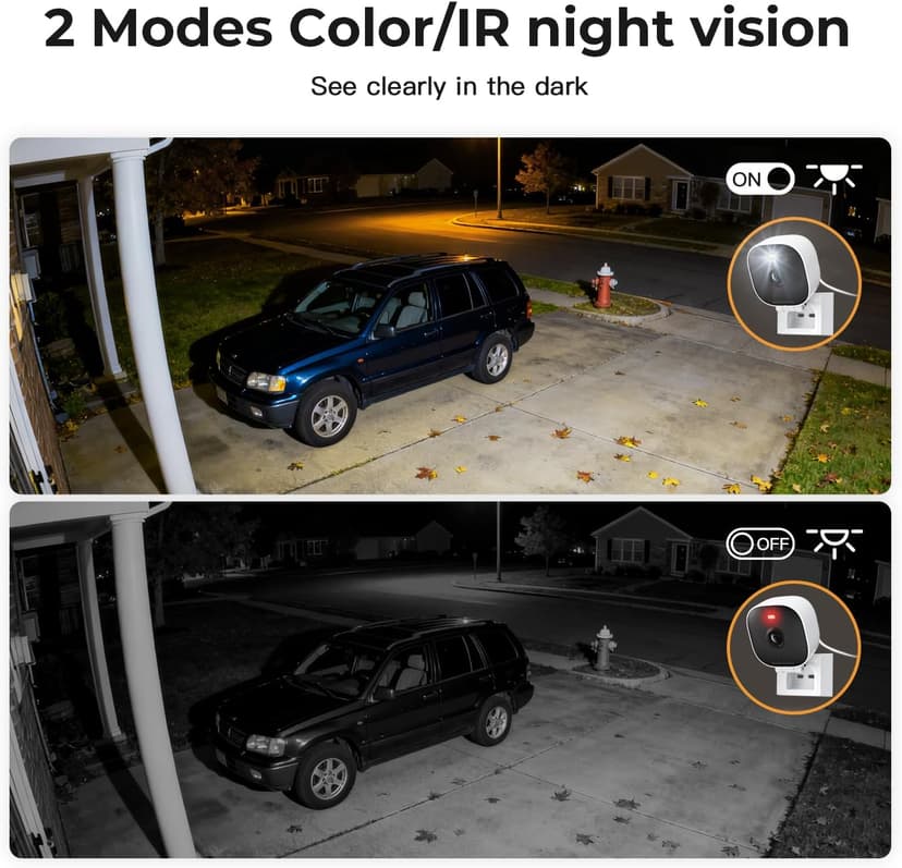 2K Cameras for Home Security,Indoor/Outdoor for Baby/Elder/Pet Monitoring with Phone app,Wired Plug&Play,Color Night Vision,2-Way Audio & 24/7 Recording,Support 128G Card ( Not Included),2-Pack