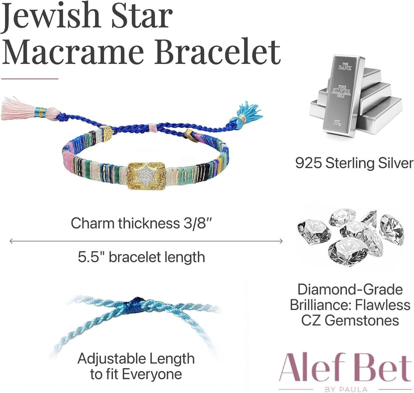 Star of David Macrame Friendship Bracelet Jewish Women Gift B07FY3824Z