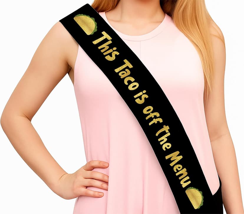 Decorations for Her or Him | Bridal Shower Favors | Hen Do | Accessories | One Size Fits All | Non-Shedding | Photo Prop Bachelorette Party Sash Funny Naughty Bride Satin Glitter Black and Gold B0FDVM2HKB