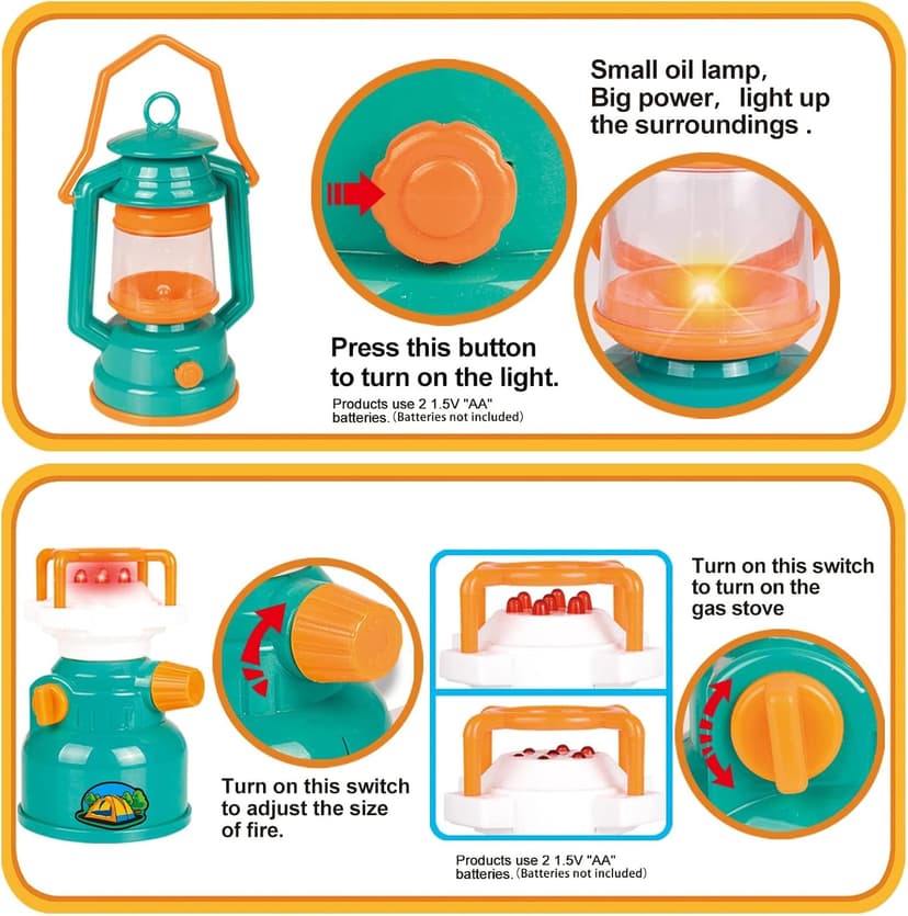 FUN LITTLE TOYS Pop Up Play Tent with Camping Gear and Tools Set, Outdoor Toys for Kids B07KKB4LFM