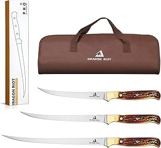 DRAGON RIOT Fillet Blade Set Professional Boning Knife for Filleting Japanese Stainless Steel Fish Knives Set with Ergonomic Handle Super Sharp Fish Filleting Knife for Meat Poultry Cutting