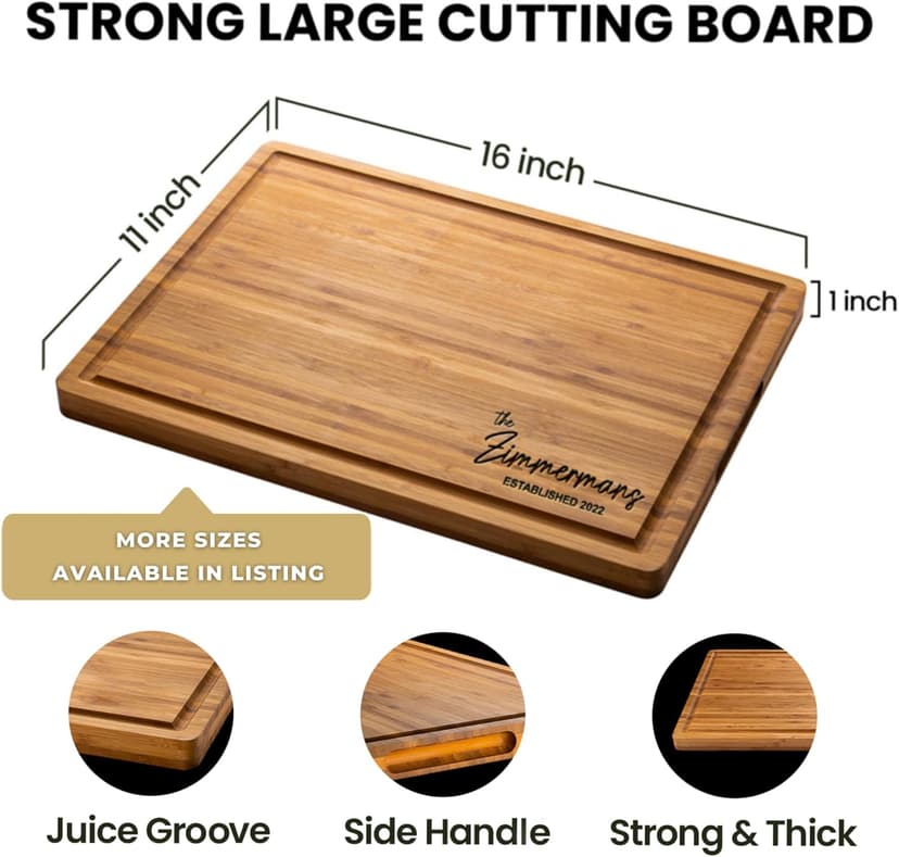 Personalized Cutting Board, Custom Bamboo Engraved Charcuterie Boards - Best Present for Wedding, Bridal Shower, Engagement, Anniversary, Housewarming, Gift Idea for Couples Bride, Parent, Family