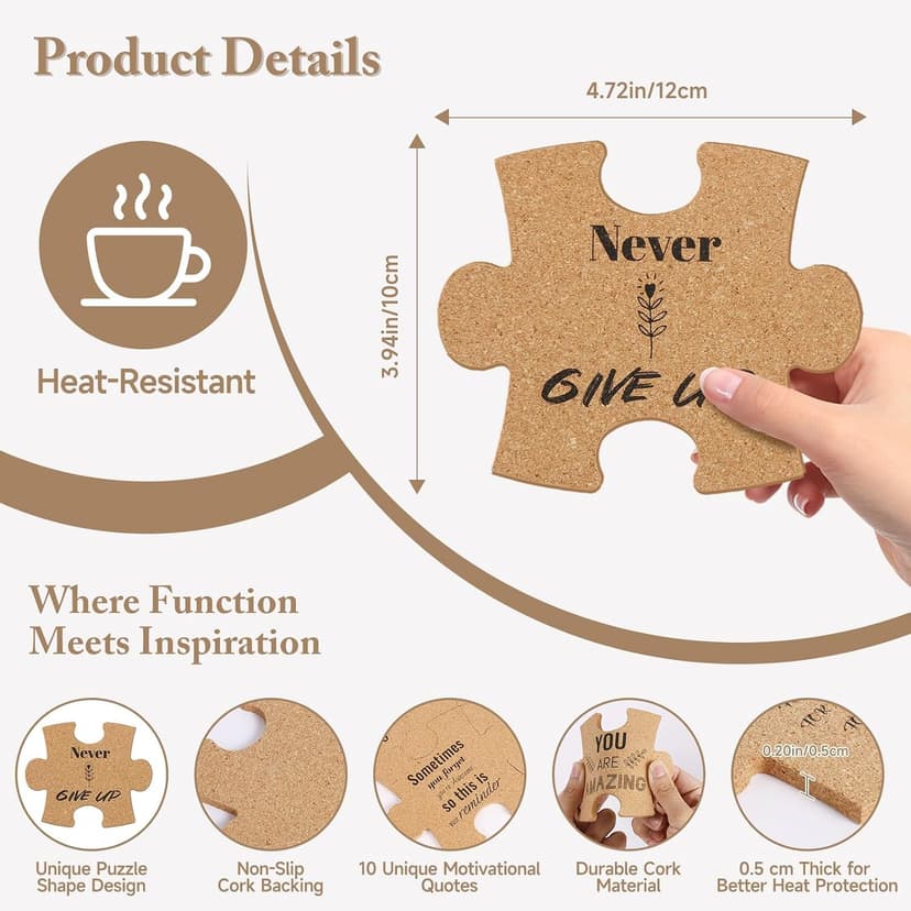 80Pcs/20 Sets Employee Appreciation Gifts Set - Puzzle Cork Coasters with Cards, Pens & Paper Bags, Thank You Gifts Bulk, Appreciation Gift for Coworkers, Perfect for Teachers, Nurses, Office, School B0GWCJP3J9