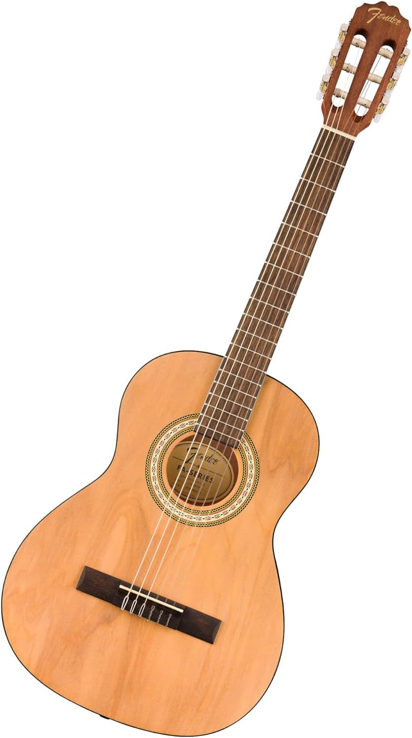 Fender FA-25N 3/4 Size Nylon String Acoustic Guitar, Beginner Guitar, with 2-Year Warranty, Perfect Beginner Guitar for Kids that is Easy on Fingers, Includes 3 Months of Free Lessons, Natural
