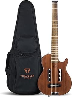 Traveler Guitar Escape Mark III Mahogany Acoustic Guitar | Portable Acoustic with Built-in Headphone Amp | Full 25.5" Scale Headless Guitar | Custom Gig Bag Included