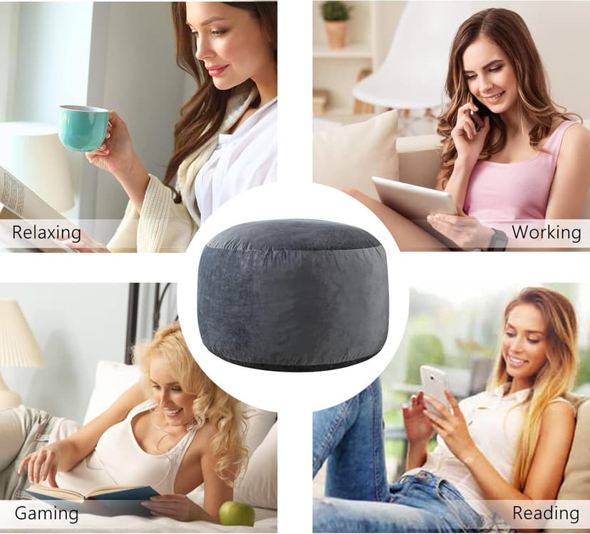 SHOUREN 3 Ft Bean Bag Chair,Memory Foam Bean Bag Chairs for Adults,Bean Bag Sofa for Living Room,Beanbag with Filler Included,Soft Velvet Fabric,Pull-Handle - 3 Foot,Dark Grey