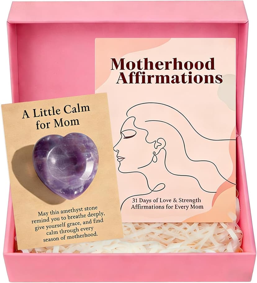 For New Moms After Birth, First-Time Moms & Baby Showers, A Thoughtful Self-Care and Encouragement Gift Push Presents for New Mom, Affirmation Cards & Amethyst Worry Stone B0GT8Z9ZP3