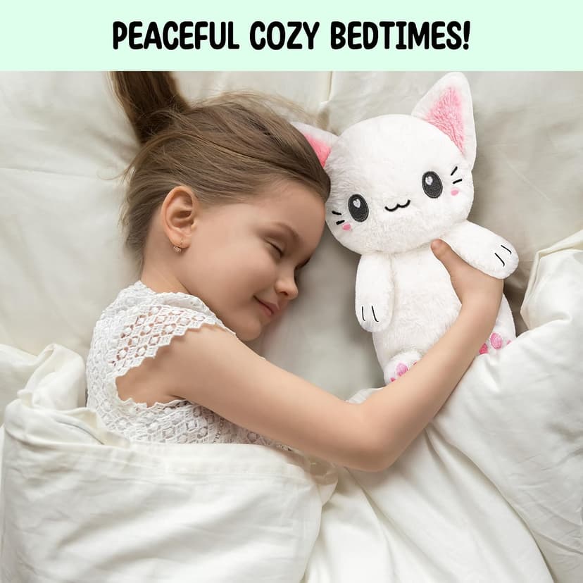 White Cat Microwavable 1.5 lbs Unscented Heating Pad for Women and Kids- Cute Soft Cozy Pillow Plush Heatable Warm Stuffed Animals - Kawaii Hot and Cold Plushie - White Cat Gifts for Girls and Women B0D78TJN7Z