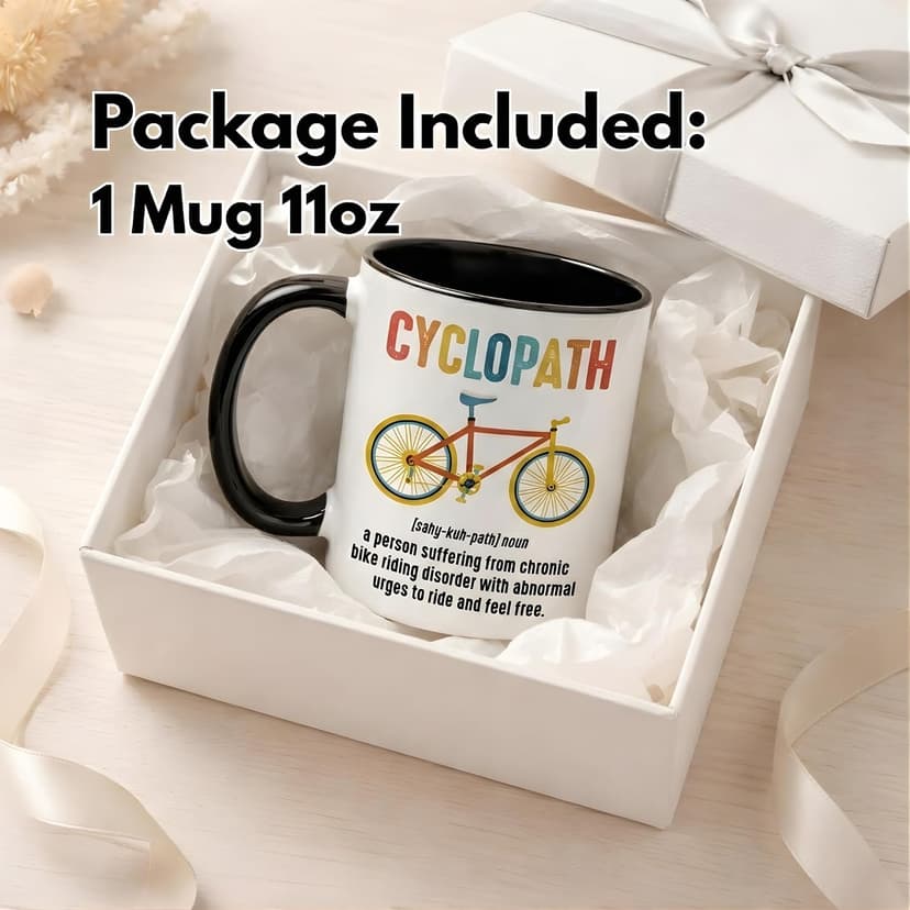 Gift for Cyclist, Cyclopath Definitions Funny Cycling Mug 11oz, Fathers Mothers Day Birthday Christmas Cool Gifts for Cyclists Biker Pedaller Bicycle Lover Triathlete, Bicycle Coffee Cup B0GSG7JZ78