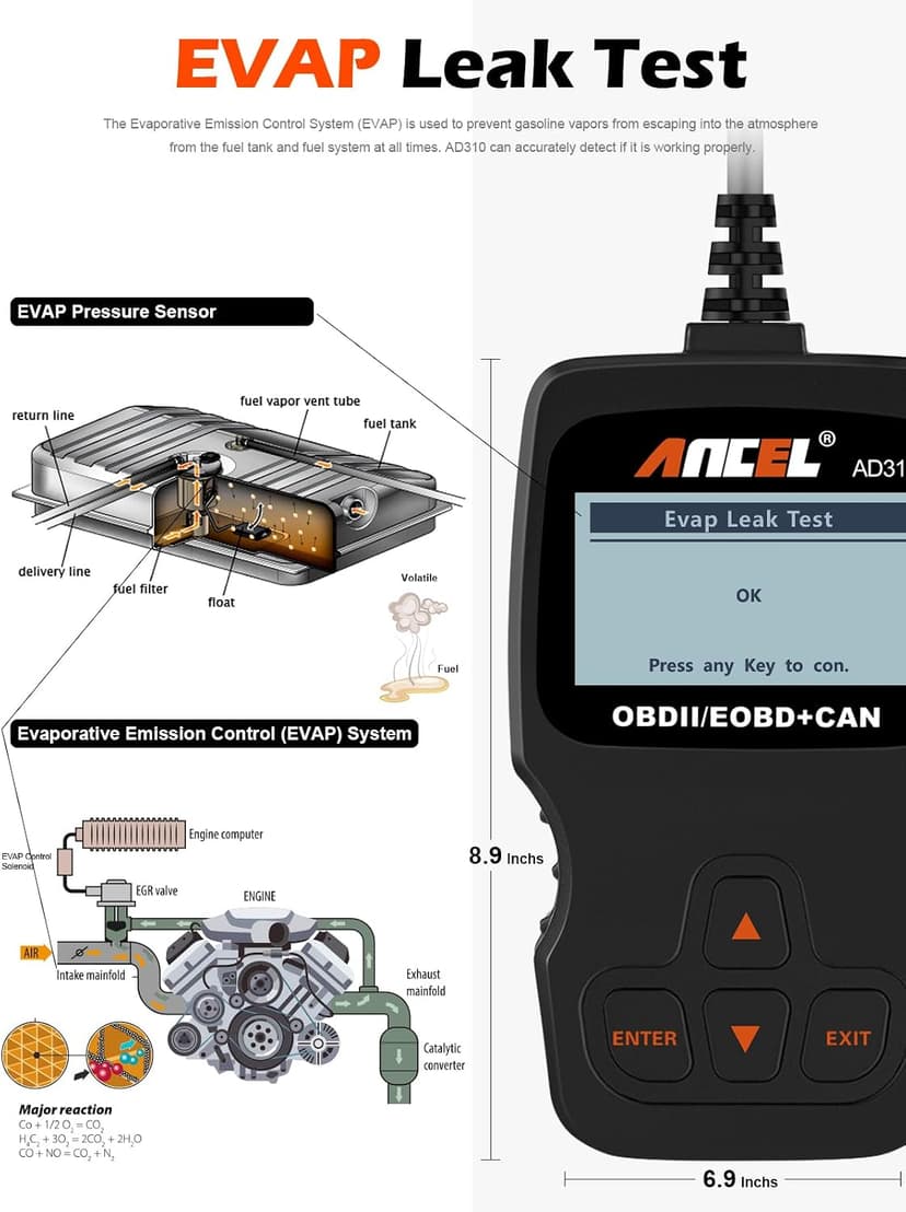 ANCEL AD310 Classic Enhanced Universal OBD II Scanner Car Engine Fault Code Reader CAN Diagnostic Scan Tool, Read and Clear Error Codes for 1996 or Newer OBD2 Protocol Vehicle (Black) B01G5EA74I