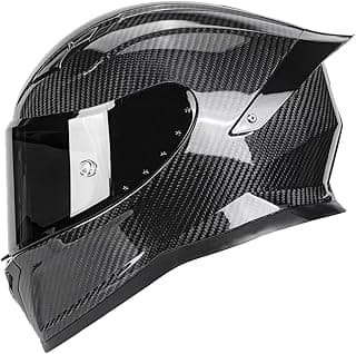 Carbon Fiber Full Face Motorcycle Helmets with Spoiler Sport Touring Street Motorcycle Helmet - Bluetooth Ready Speaker Pockets