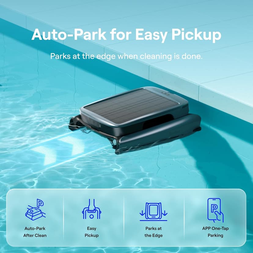 Beatbot iSkim Cordless Robotic Pool Skimmer with 9L Filter Basket, 24/7 Cleaning Solar Powered, 10000mAh Battery, 28-Hour Runtime, Auto Return, Smart Obstacle Avoidance, APP Control -Navy Blue