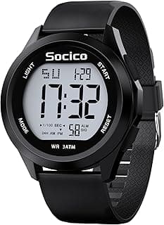 SOCICO Mens Digital Watch Sports Waterproof Outdoor Large Face Military Watches with Stopwatch Back Light Alarm Date Display