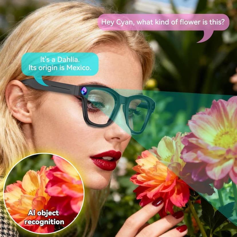 2026 AI Smart Glasses with Camera,8MP HD Video Recording Camera Glasses,Voice Control,Object Recognition,Real-Time Translation,Smart Sunglasses with Bluetooth Call,for Travel, Conferences & Vlogging