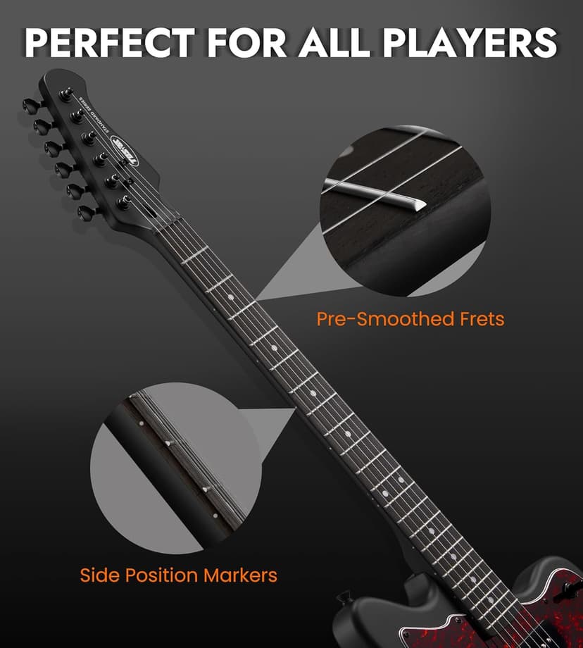 Tostar Electric Guitar: P90 Pickups, TOM Bridge & Smoked Matte Finish, 3-Way Switch, 39" Solid Body Electric Guitar for Intermediate Players, Guitarra Eléctrica Kit, Musical Birthday Gifts, Black