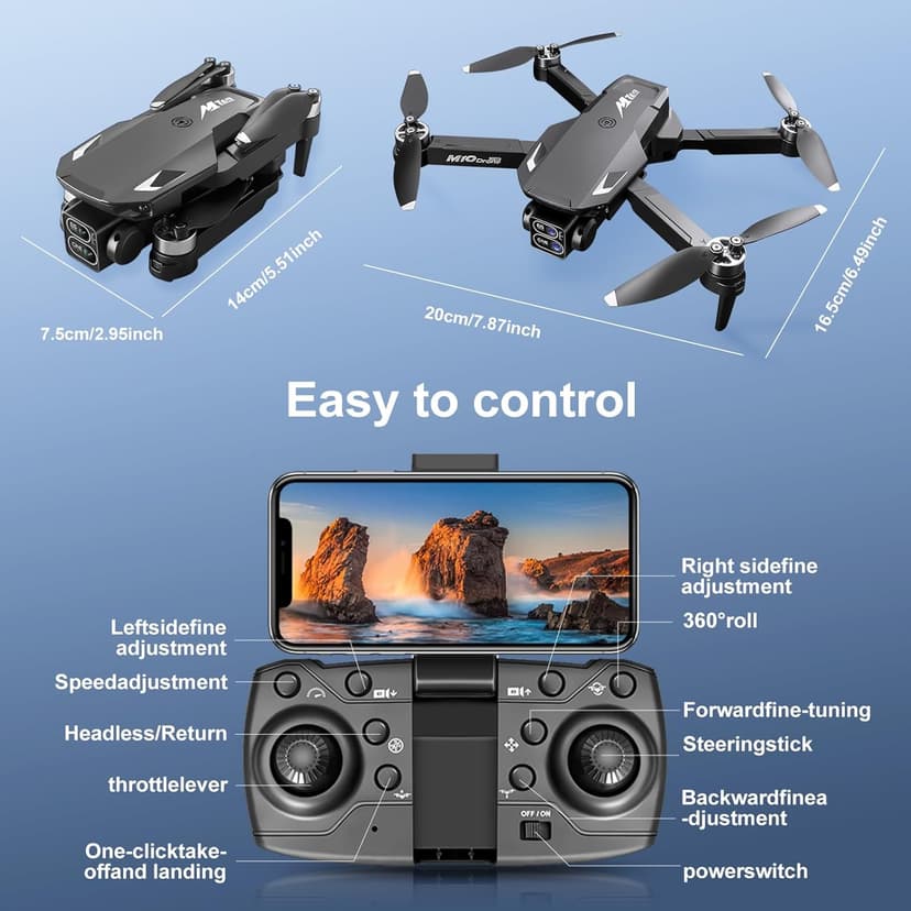 4K Drones with Camera for Adults,Foldable Drone for Beginners with 3 Batteries 36-Min Flight Time,HD FPV Transmission Drone,Mini RC Quadcopter with Gesture Selfie,One Key Start,Altitude Hold,3D Flips,3 Speed Modes Easier to use,Black