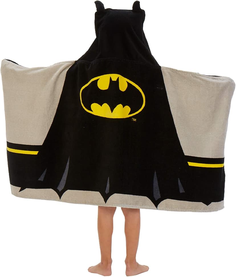 Batman Kids Bath/Pool/Beach Super Soft Cotton Terry Hooded Towel Wrap, 24" x 50", By Franco