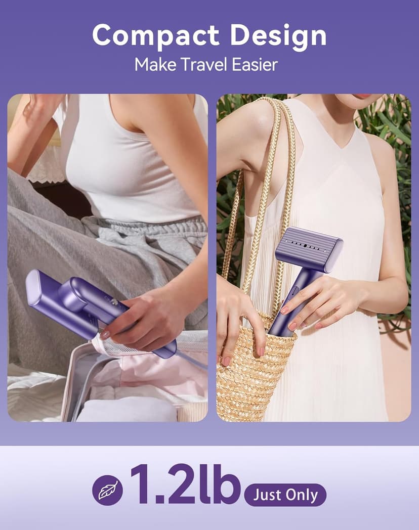 Portable Travel Steamer for clothes - 1200W Clothes Steamer Handheld Remover Fabric Clothing Wrinkles, 15s Fast Heat-up Garment Steamer, 120V Countries Steam iron for Home, Travel